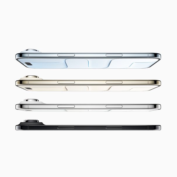 Vista lateral del iPhone Air en cuatro acabados